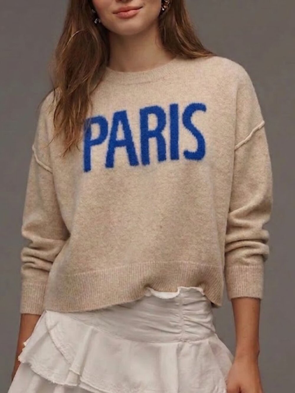 The Alani Cashmere Sweater by Pilcro: Cropped Crew-Neck Edition PARIS